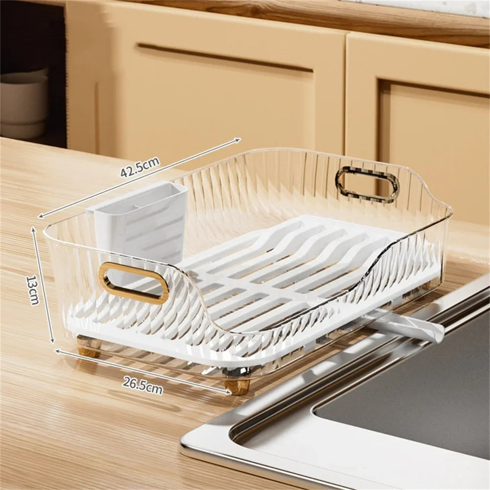 Dish Drying Rack Dish Drainer Removable Utensil Holder