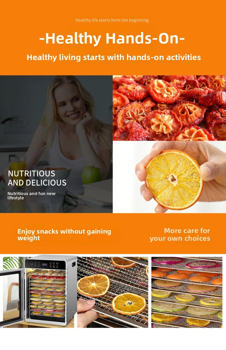 Smart Touch Screen Food Dehydrator 12 Layers Stainless