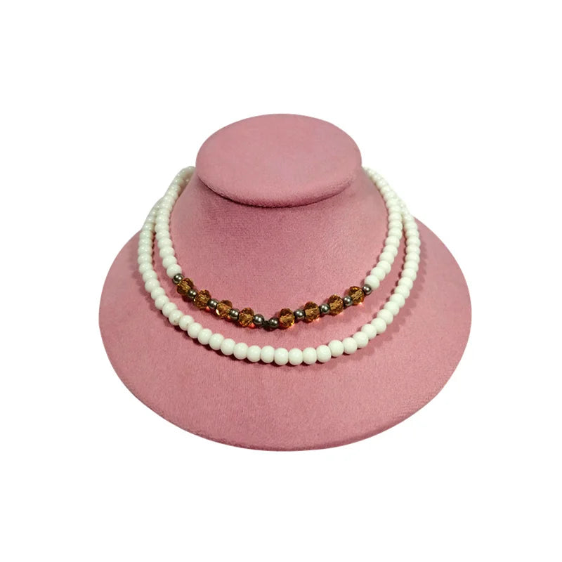 Pink Velvet Necklace Jewelry Portrait Neck Display Stand