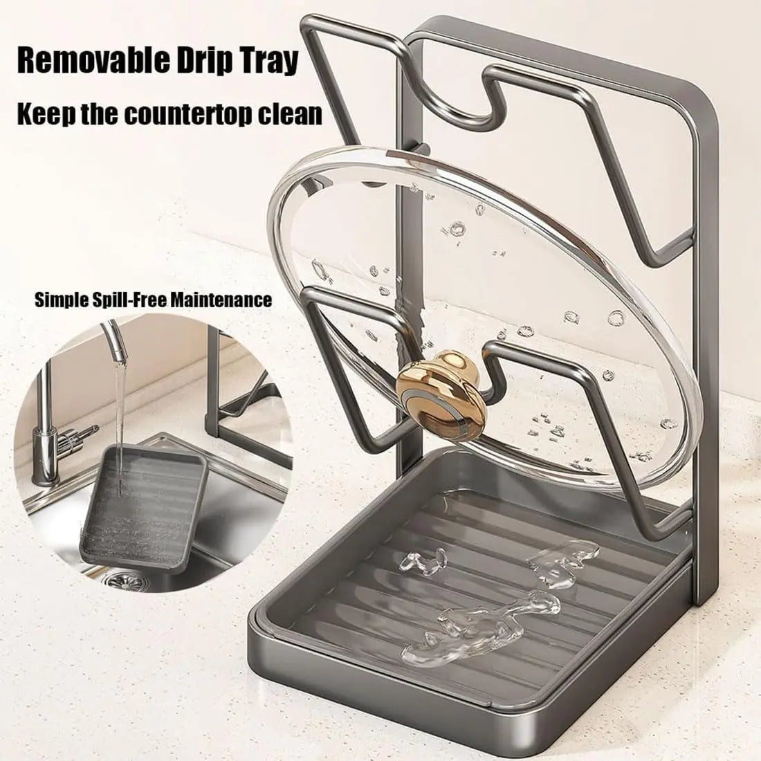 Pot Lid Storage Rack U-Shaped Slots Countertop Rack