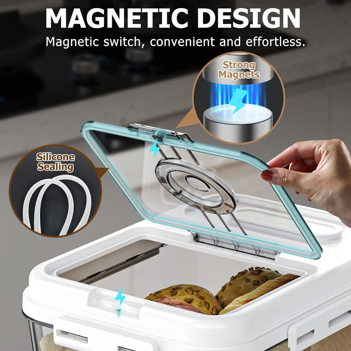Bread Box Countertop Airtight Bread Storage Container Time