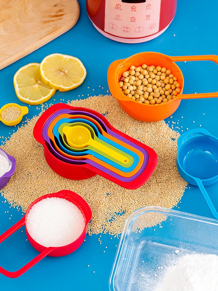 6pcs Color Measuring Cups Plastic Measuring Spoon Graduated