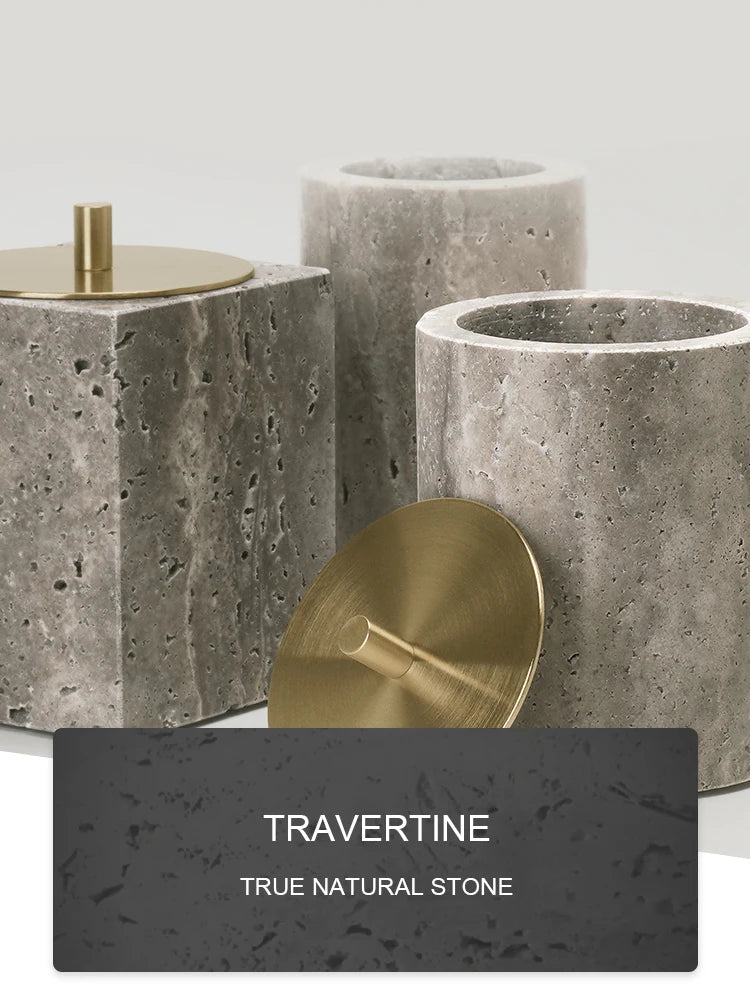 Grigio Travertino Bathroom Sets Vintage Marble Soap Holder