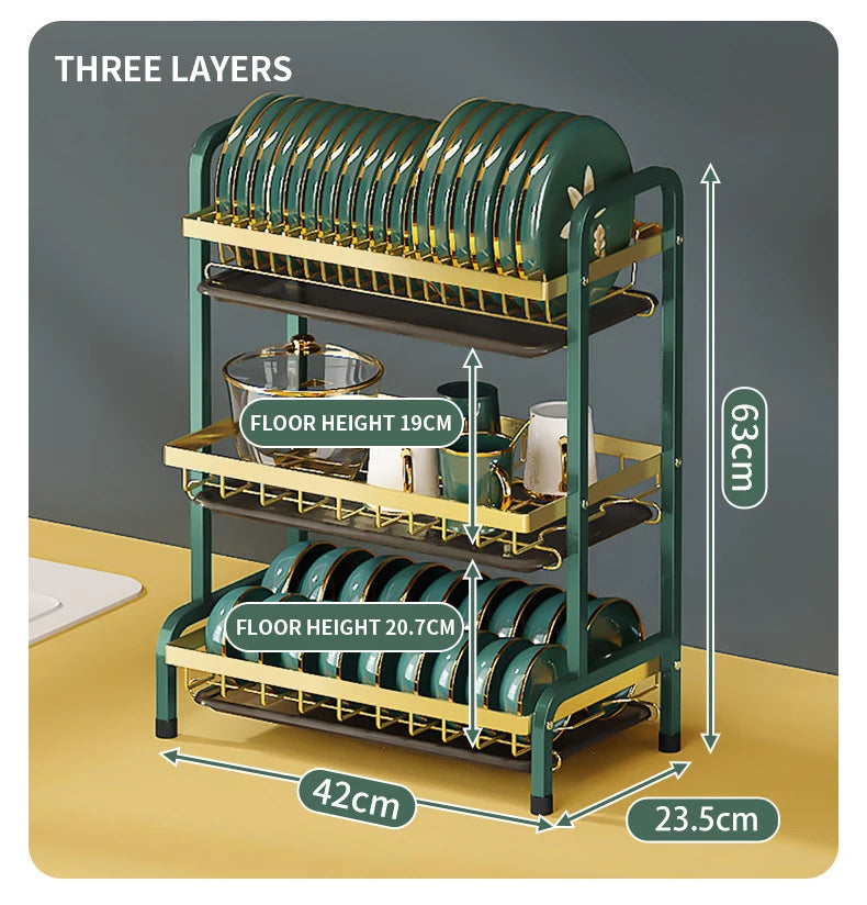 Bowl Rack Draining Dish Storage Green Dishes Storage