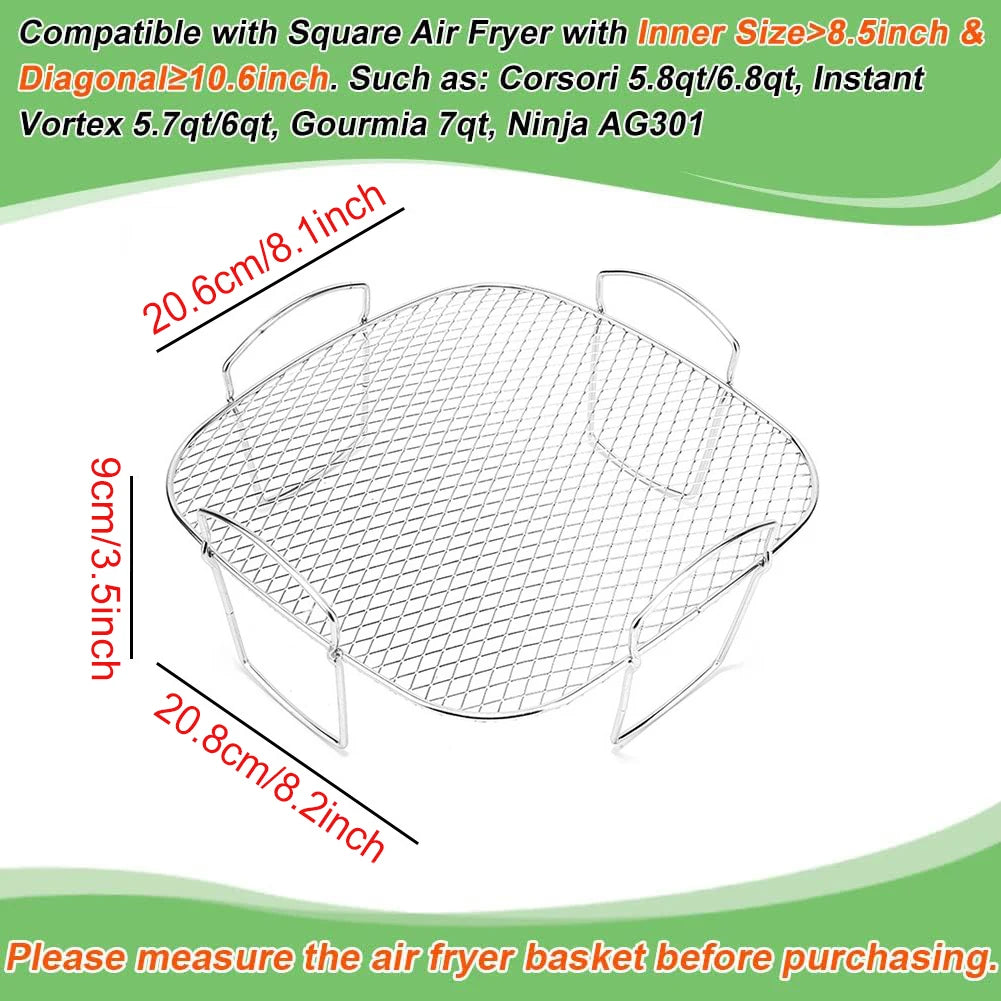 Air Fryer Baking Rack Metal Square/Round/Rectangle Oven Grill