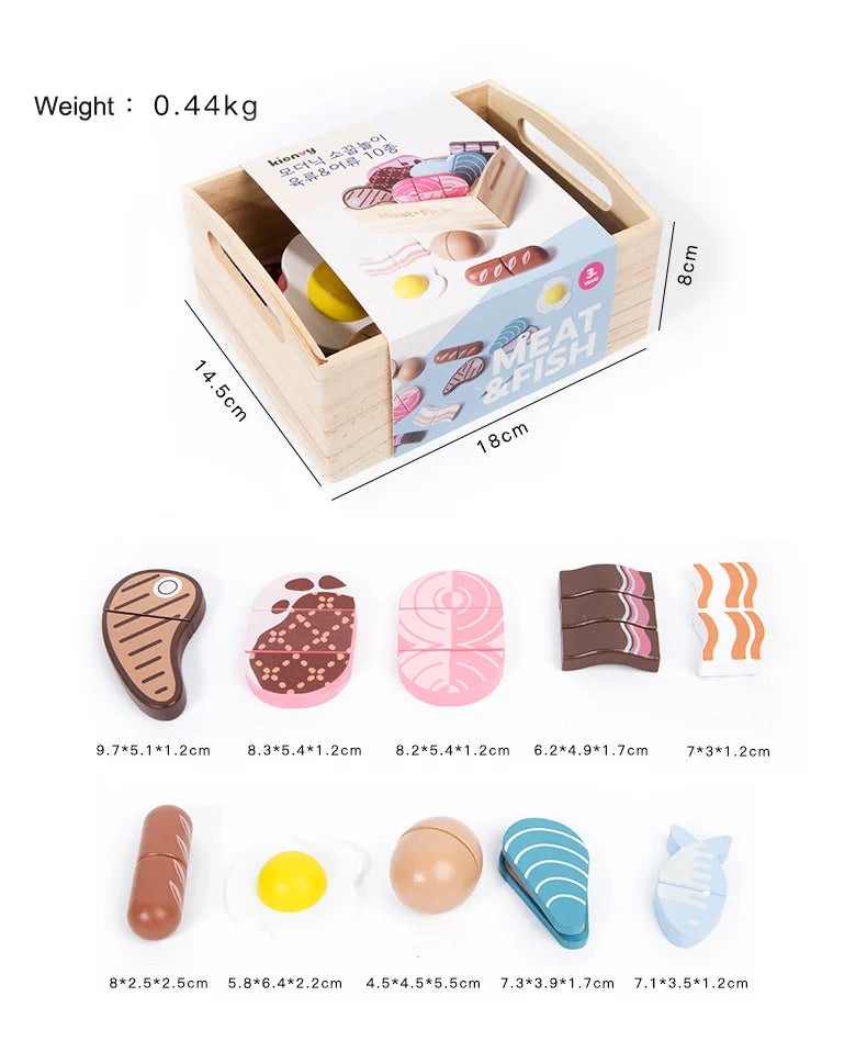 Wooden Pretend Play Toys Cutting Food Fruit Vegetable
