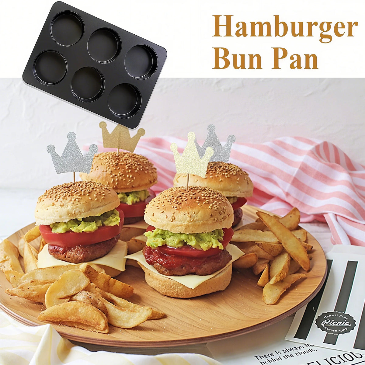 6-Cavity Mini Round Hamburger Baking Pan Sandwich Bread