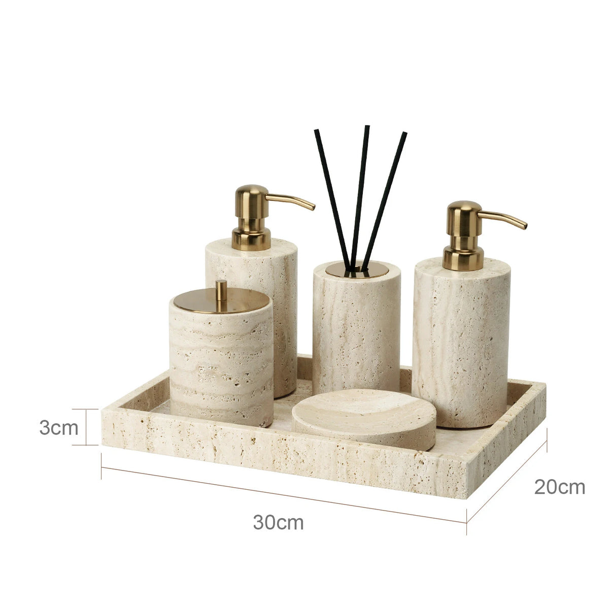 Travertine Bathroom Luxury Soap Dish Soap Dispenser Reed