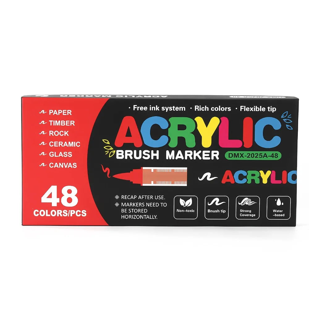 12-408 Colors Acrylic Paint Pen Acrylic Markers Brush