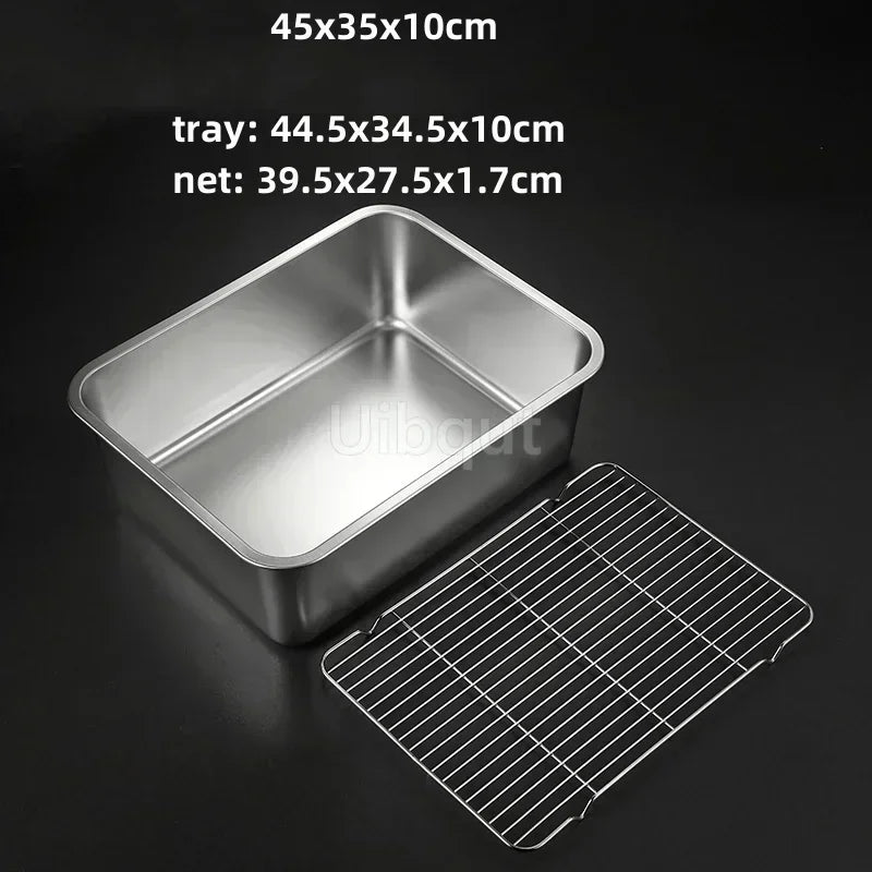 Thicken Stainless Steel Serving Tray Lid Rectangle Metal