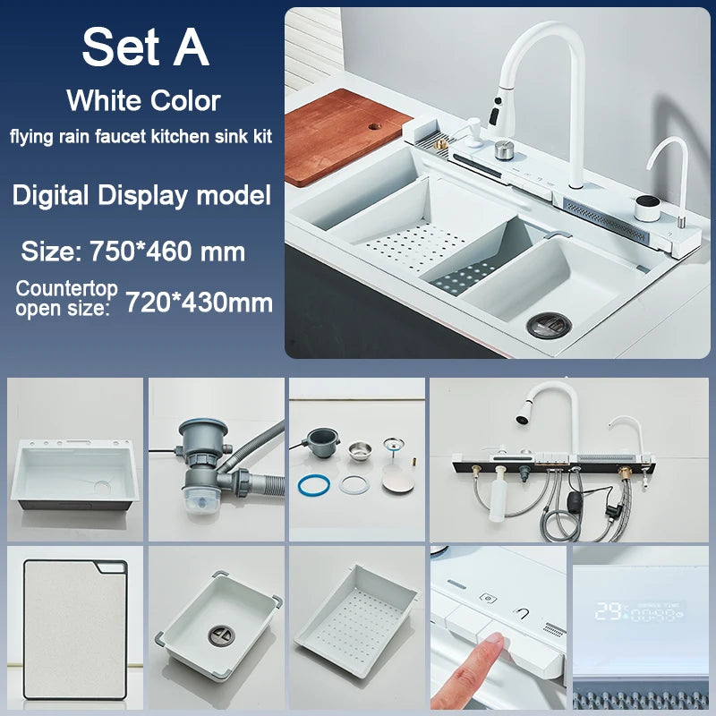 Stainless Steel Sink Faucet 75 45cm Large Bowl