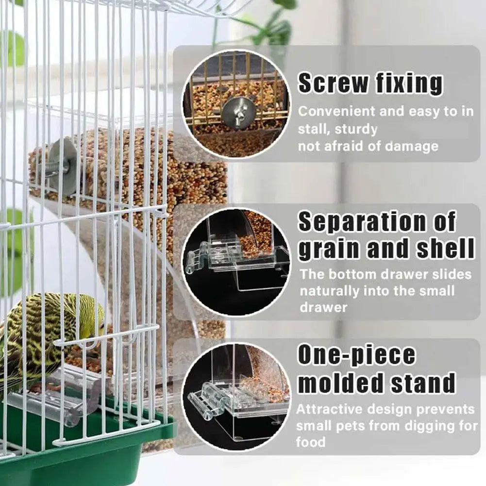 Clear Bird Feeding Device Anti-Waste Gravity Auto-Flow Station