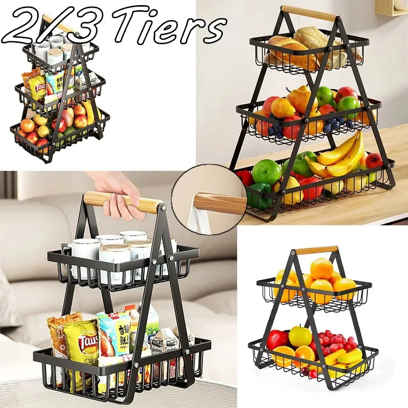 2/3 Tiers Countertop Fruit Basket Fruit Bowle Basket