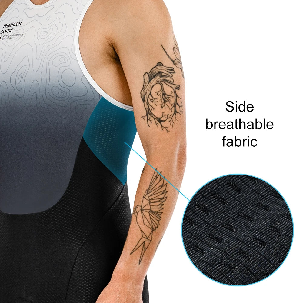 Santic Men Triathlon Cycling Suits Sleeveless Sponge Padded