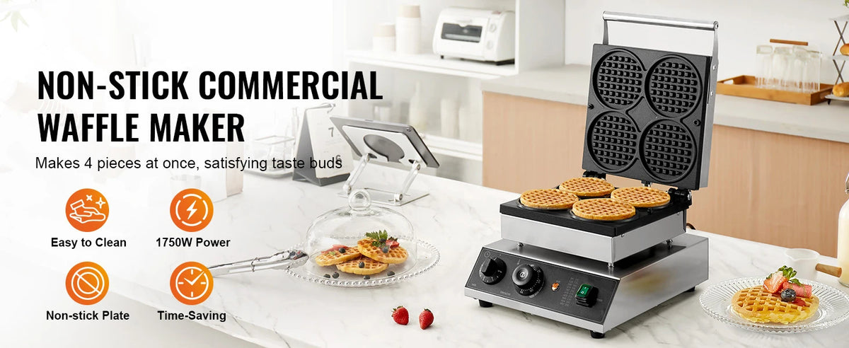 Succebuy Commercial Waffle Maker Round Waffle Baker Machine