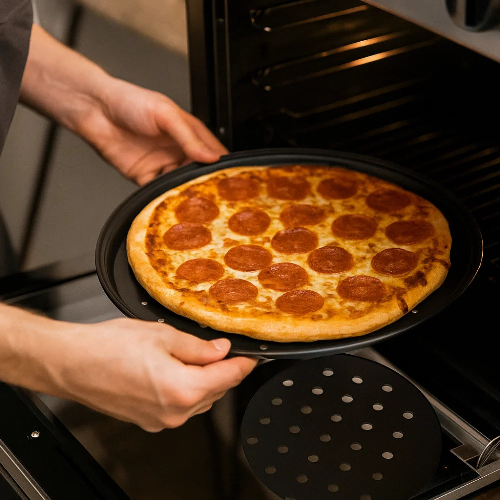 Carbon Steel Perforated Pizza Pan 9/10/11/12/14 Inch Mupti