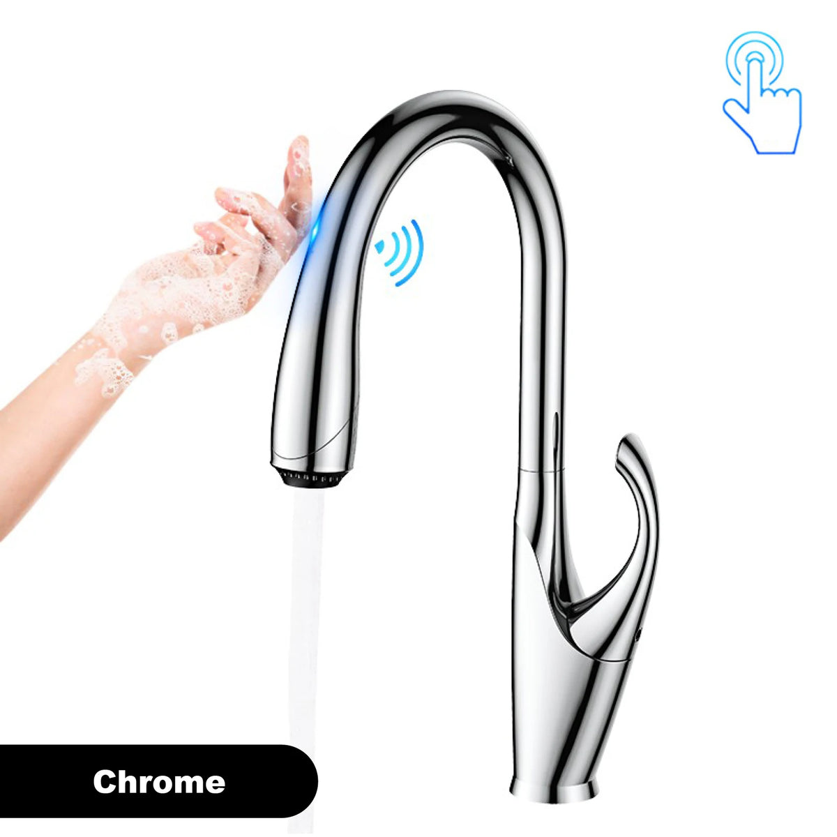 Luxury Black Brass Touch Switch Faucet Handle Ceramic