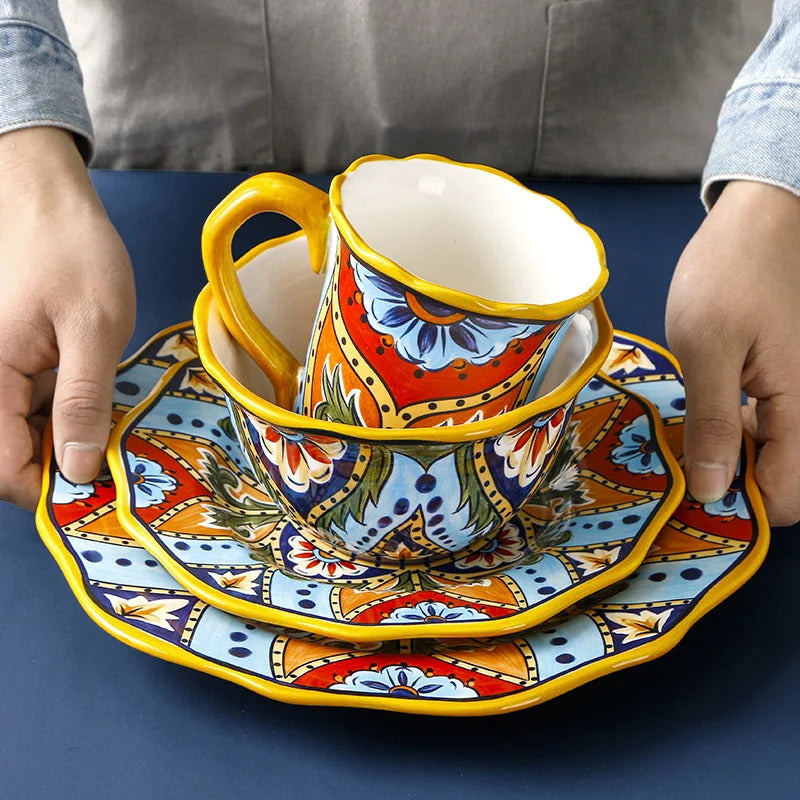 Hand Painted Ceramic Plate Creative Irregular Steak Dish