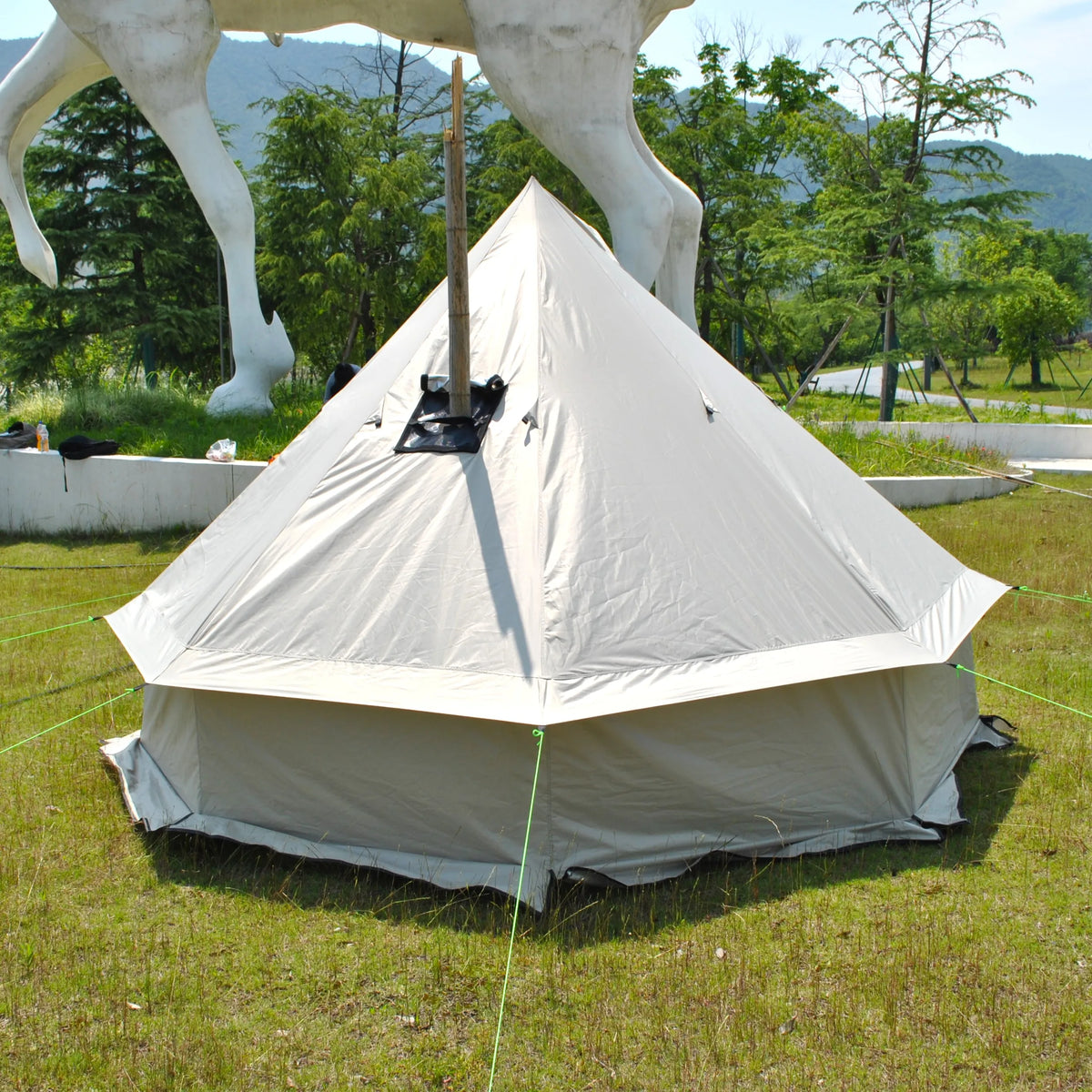 Person Large Pyramid Tent Four Seasons Camping Chimney