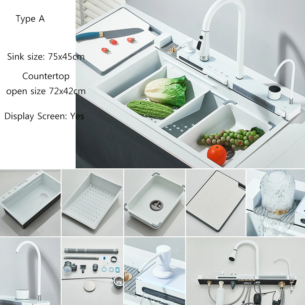 Brushed Golden Smart Digital Display Integrated Sink