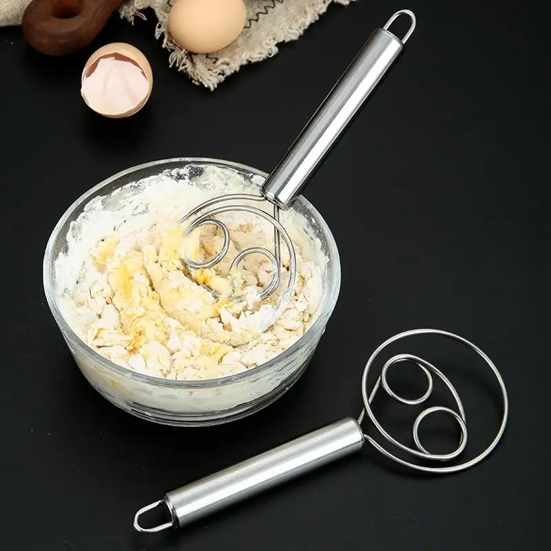 1pc Stainless Steel Dough Mixer Hanging Hole Whisk