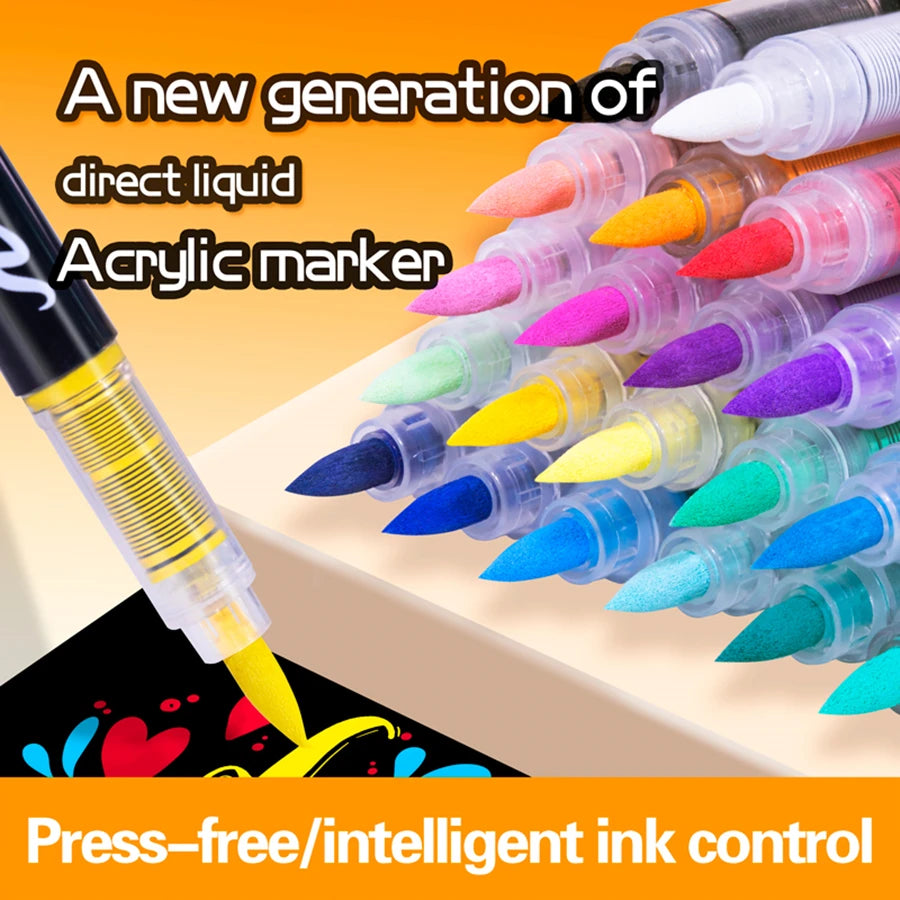 Soft Brush Acrylic Paint Markers Pens Automatic Ink
