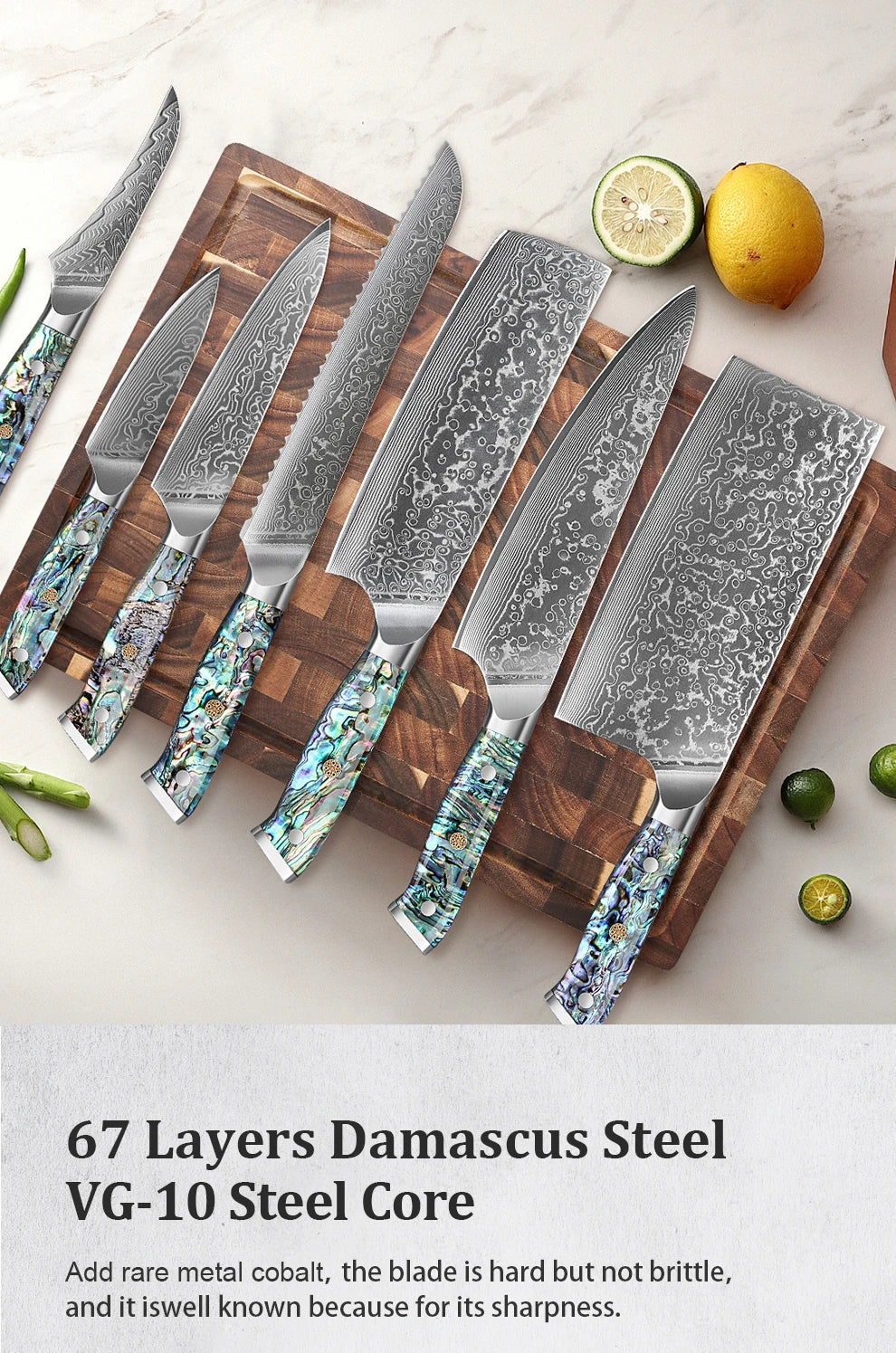 1-7 Chef Knife Super Sharp Japanese Damascus Steel