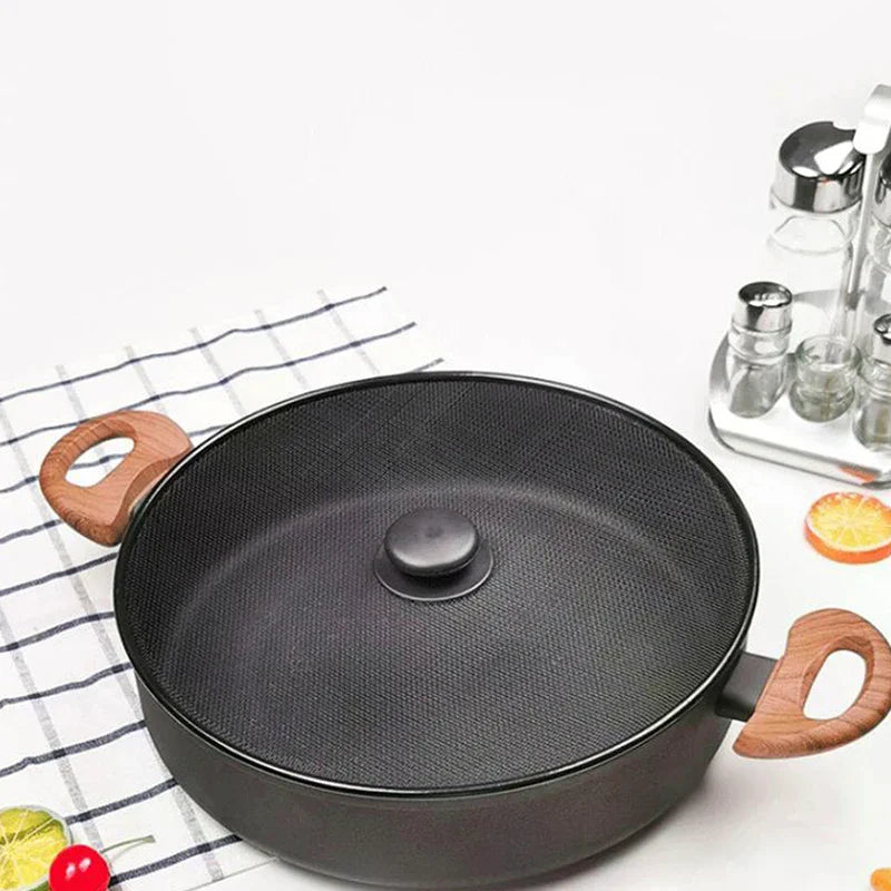 Black Splatter Screen Anti Grease Frying Pan Oil