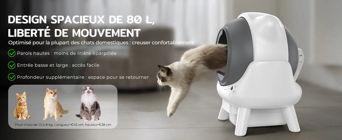 Open Litter Box Electric Self-Cleaning Cat Toilet 80l