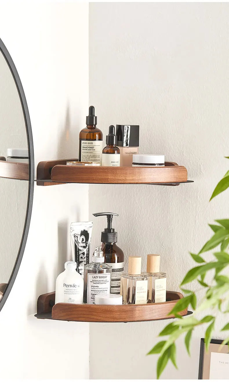Black White Bathroom Shelves Wall Mountedspace Aluminum Wood