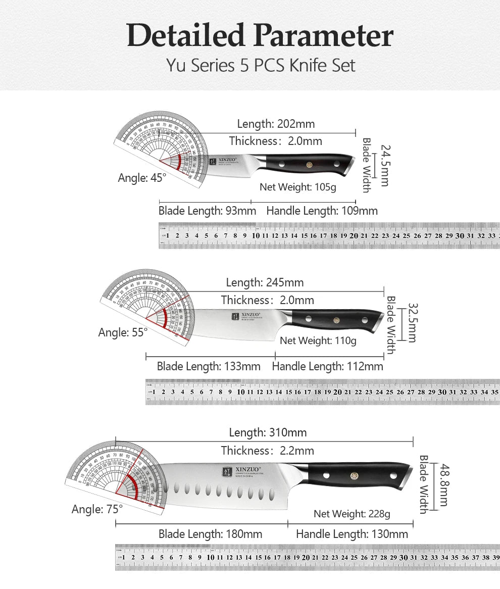 Xinzuo 1-5pcs Stainless Steel Knives Germany 4116 Steel