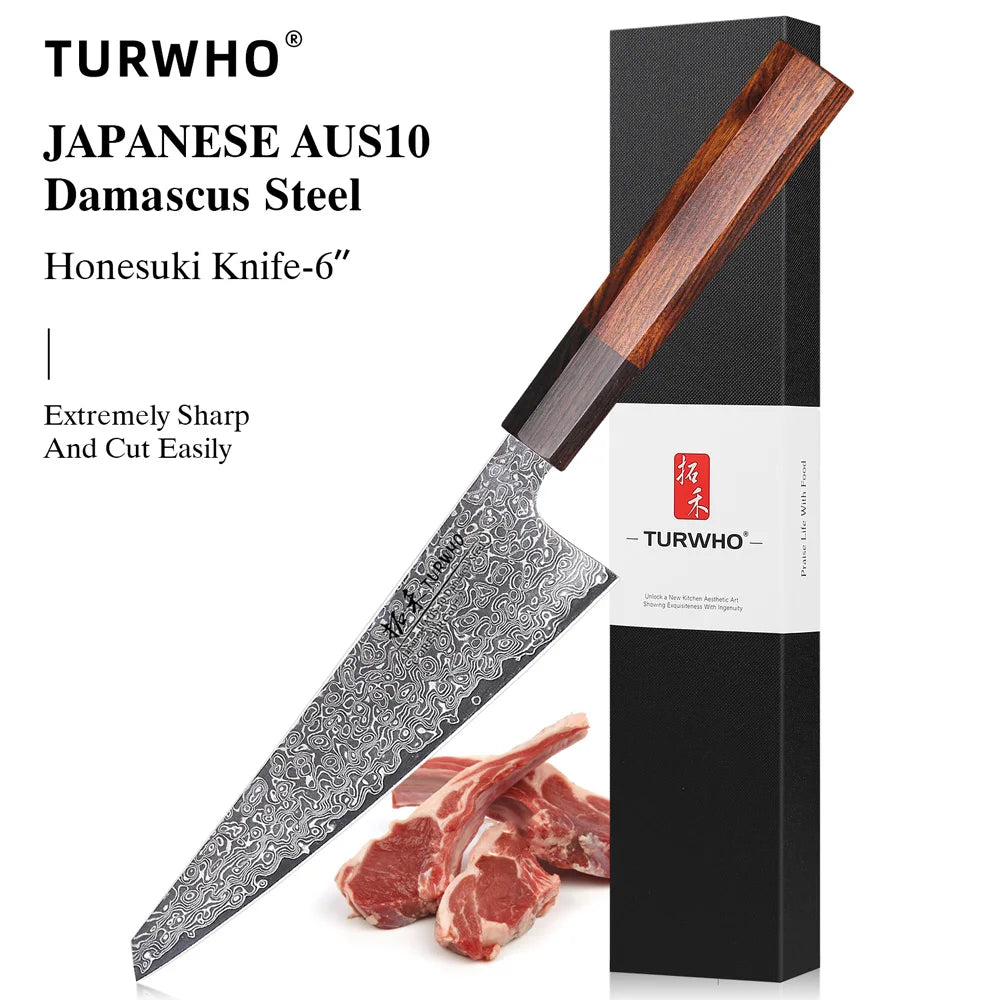 Turwho Hand Forged Japanese Chef Knife Damascus Steel