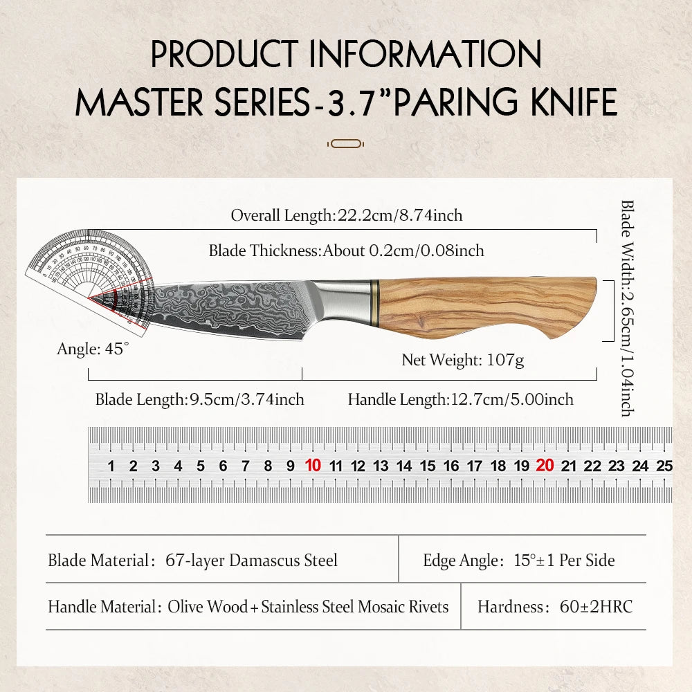Hezhen Inch Paring Knife 67 Layer Damascus Steel