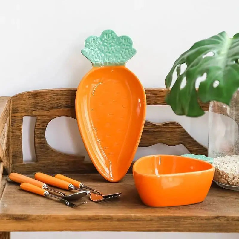 Cute Carrot Ceramic Plate Fruit Salad Plate Dessert