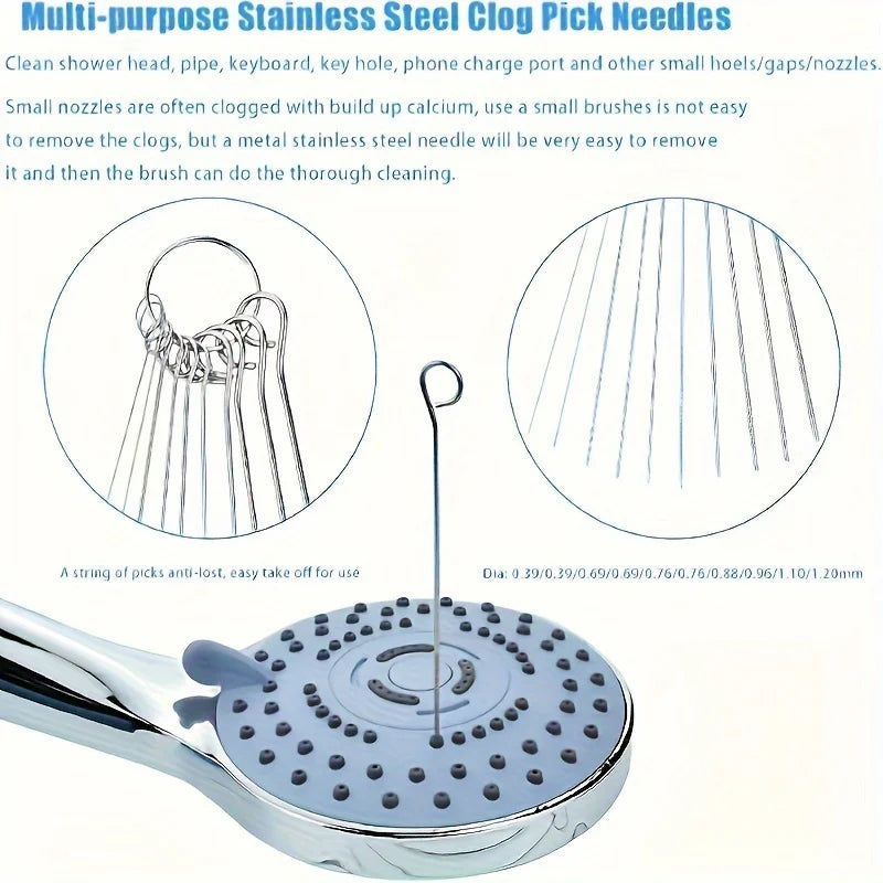 10 Stainless Steel Needle Shower Head Cleaning Brush