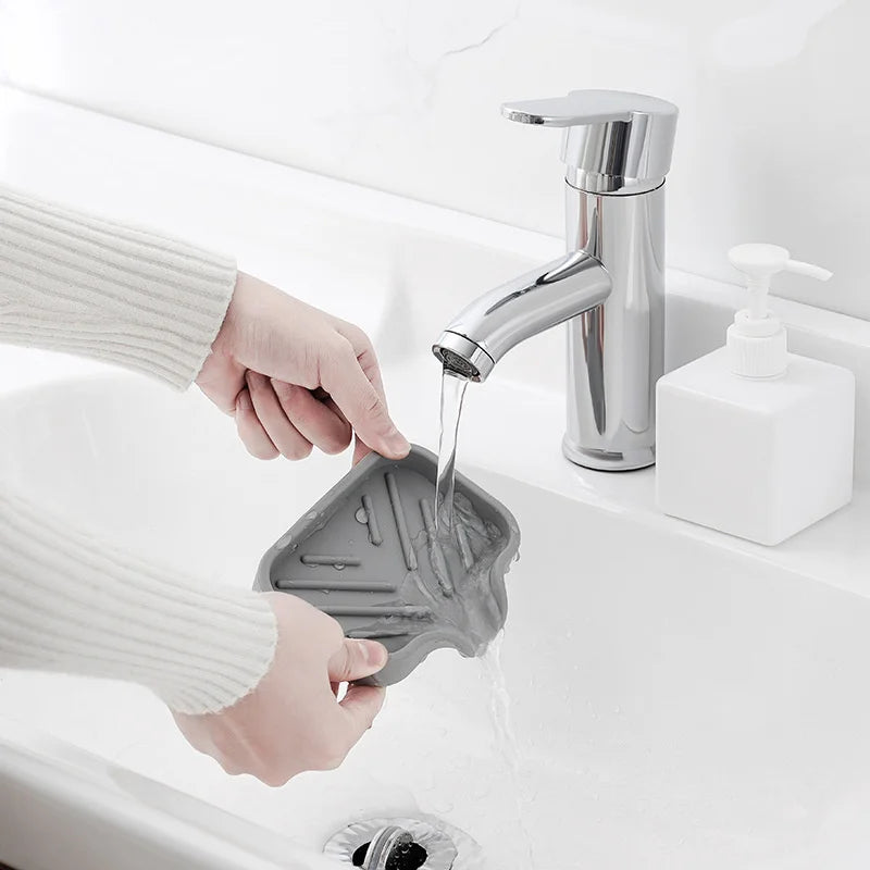 Sink Silicone Tray Drain Soap Sponge Storage Holder
