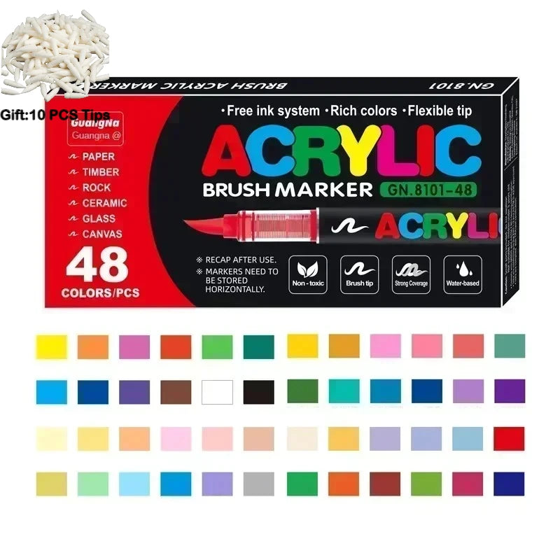 Guangna 12-360 Colors Acrylic Paint Pens Pencil Brush