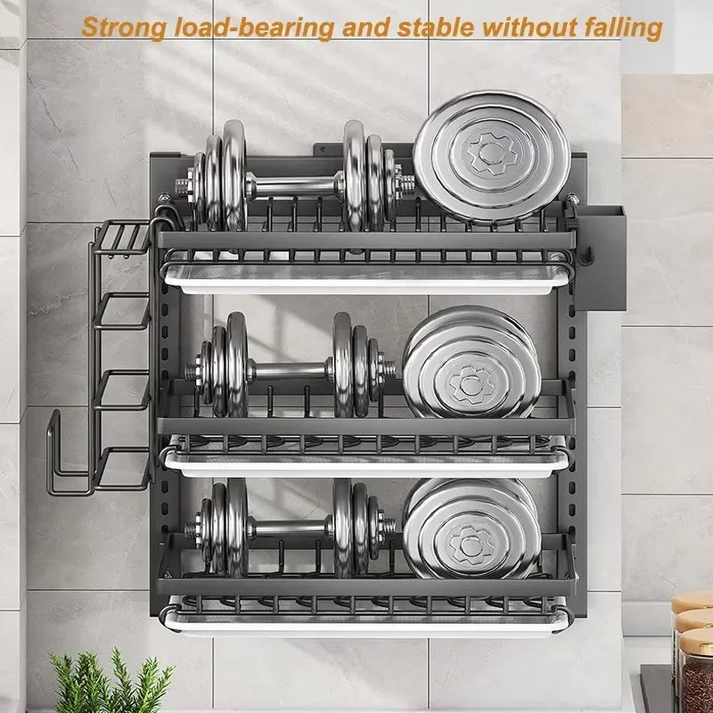 Wall-Mounted Dish Rack Organizer Drainboard Cutlery Storage