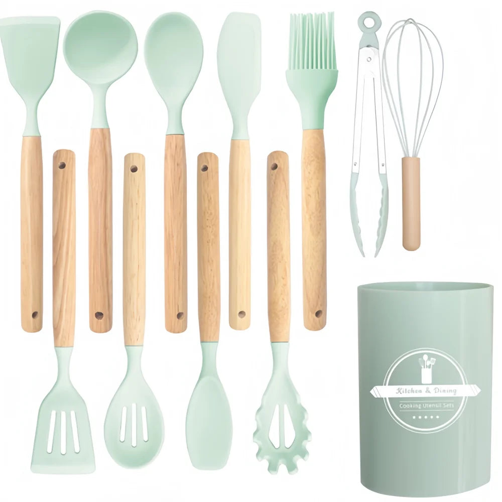 12pcs Food Grade Silicone Utensils Heat Resistant Non-Stick