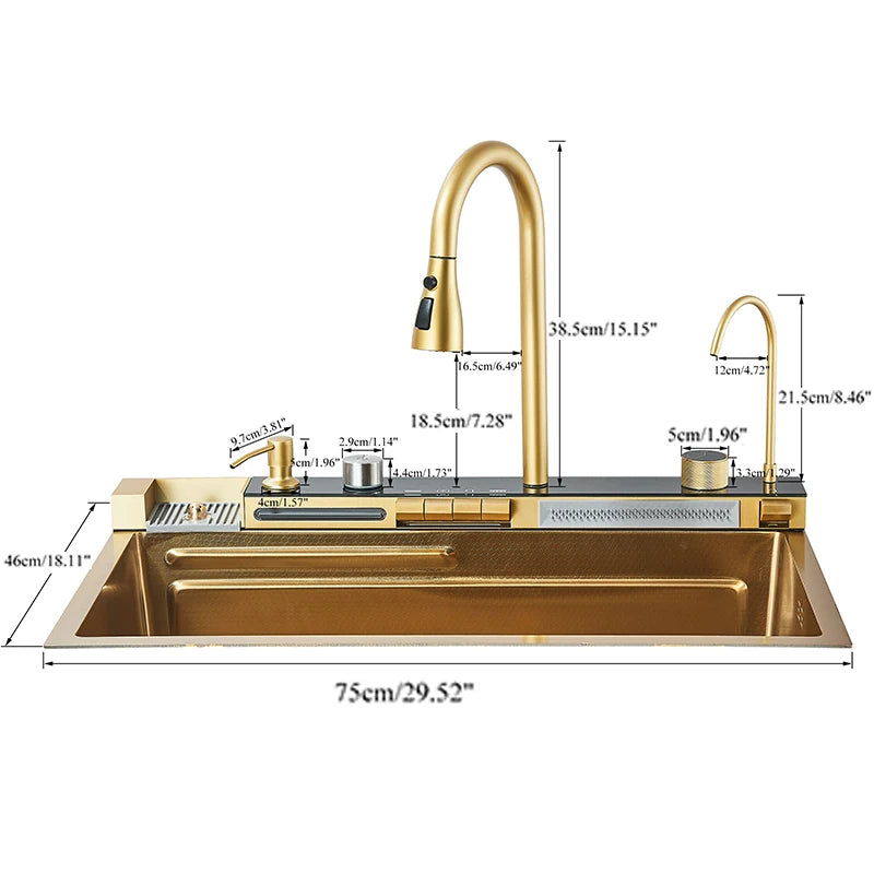 Golden Smart Digital Display Integrated Sink Temperature Control