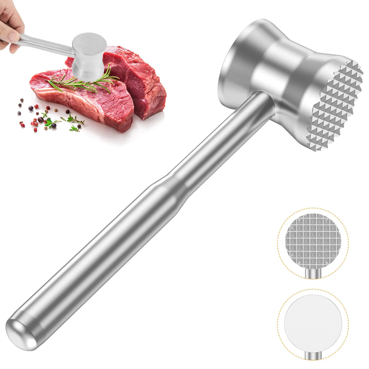Meat Tenderizer Hammer Double-Sided Meats Hammer Stainless