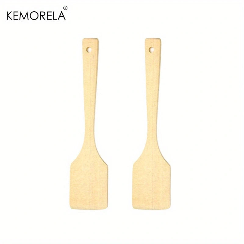 2pcs Natural Wooden Spatula Nonstick Cooking Food Frying