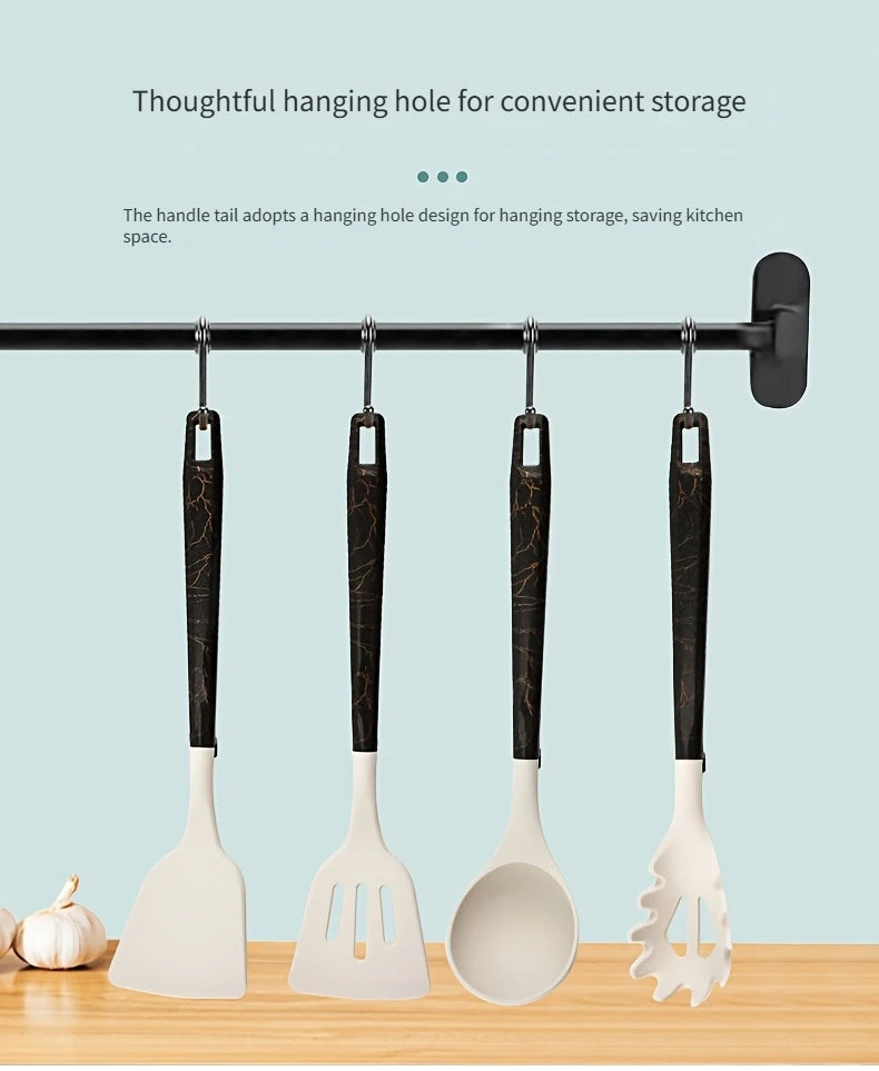 7pcs Silicone Cooking Utensils Non-Stick Cookware Black Cuisine