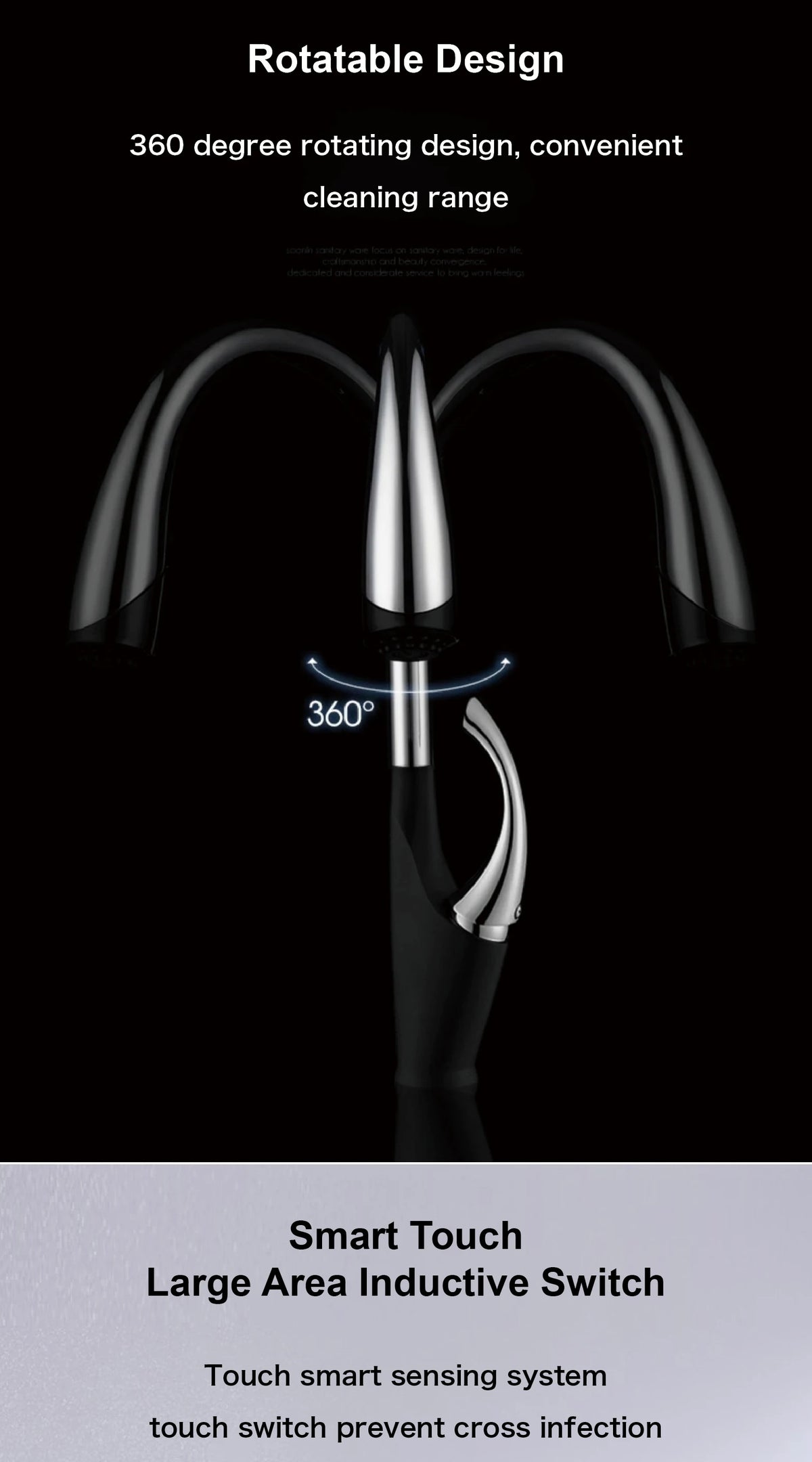 Luxury Black Brass Touch Switch Faucet Handle Ceramic