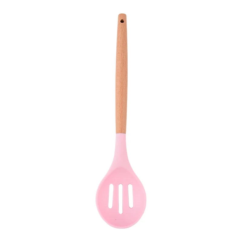 1pc Silicone Skimmer Colander Slotted Serving Spoon Salad