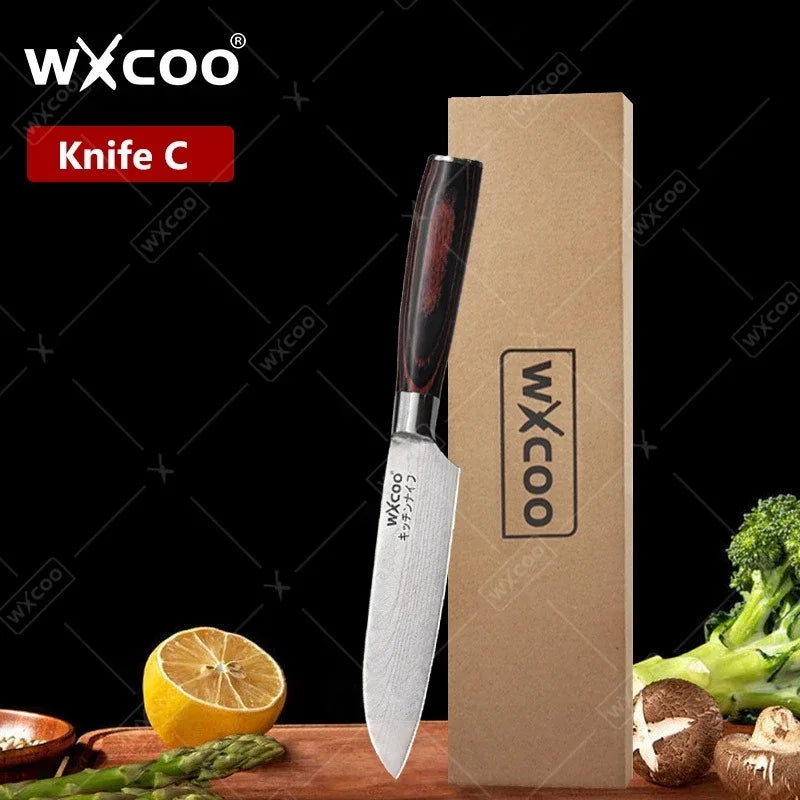 Wxcoo Damascus Pattern Chef Knife Professional Japanese Knives