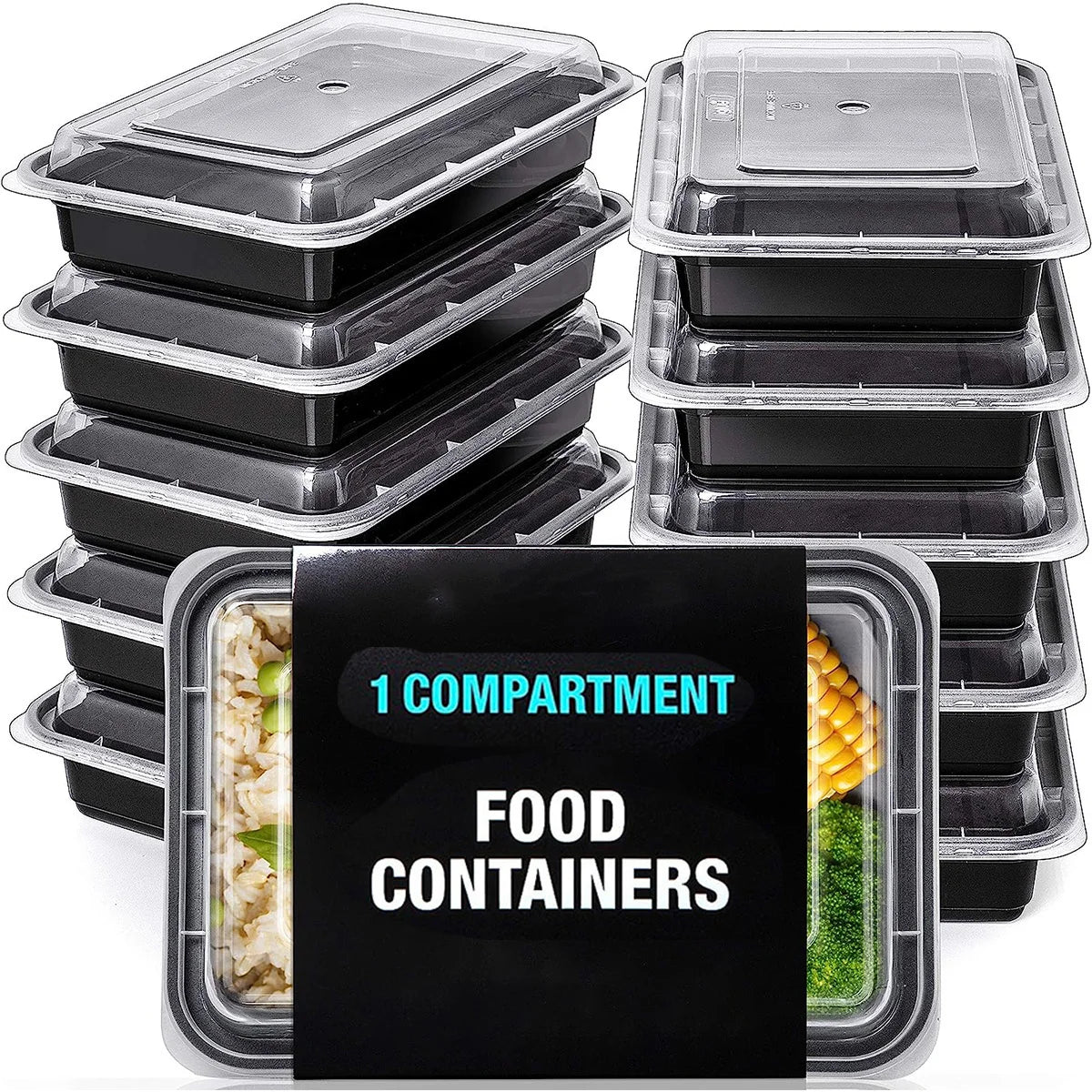 10pcs/Set Meal Prep Containers Compartment Sealed Lid Plastic
