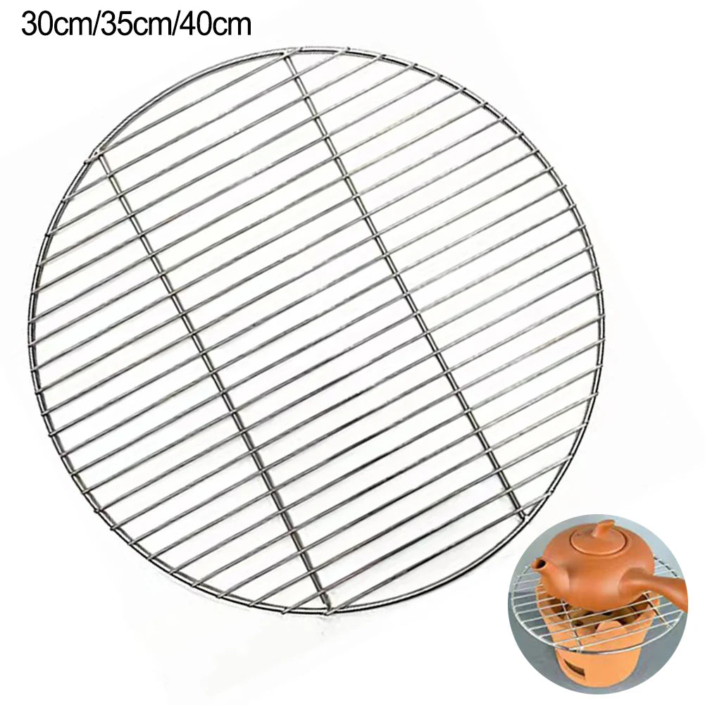 1pc 30/35/40cm Stainless Steel Round Grid Net Barbecue