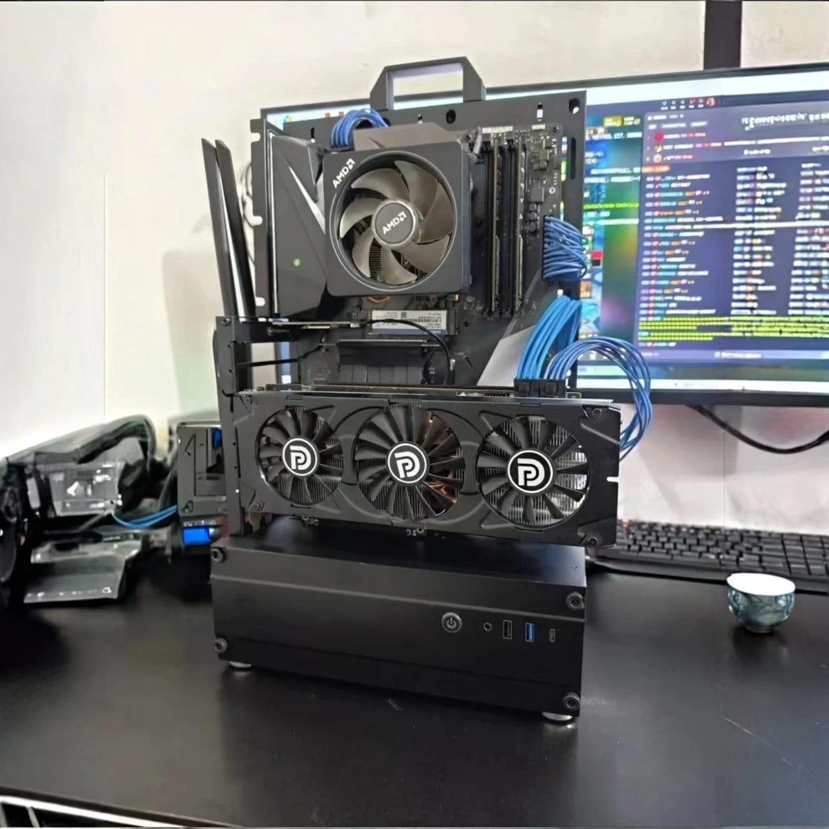 Open Frame Pc Case 240/360 Liquid & Air