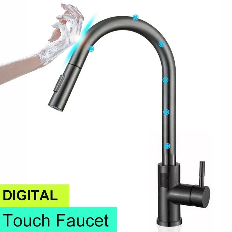 Digital Touch On Faucet 304 Stainless Steel Cold